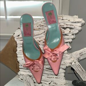 ⭐️Vintage Lilly Pulitzer Pink Kitten Heels with Bow Detail⭐️